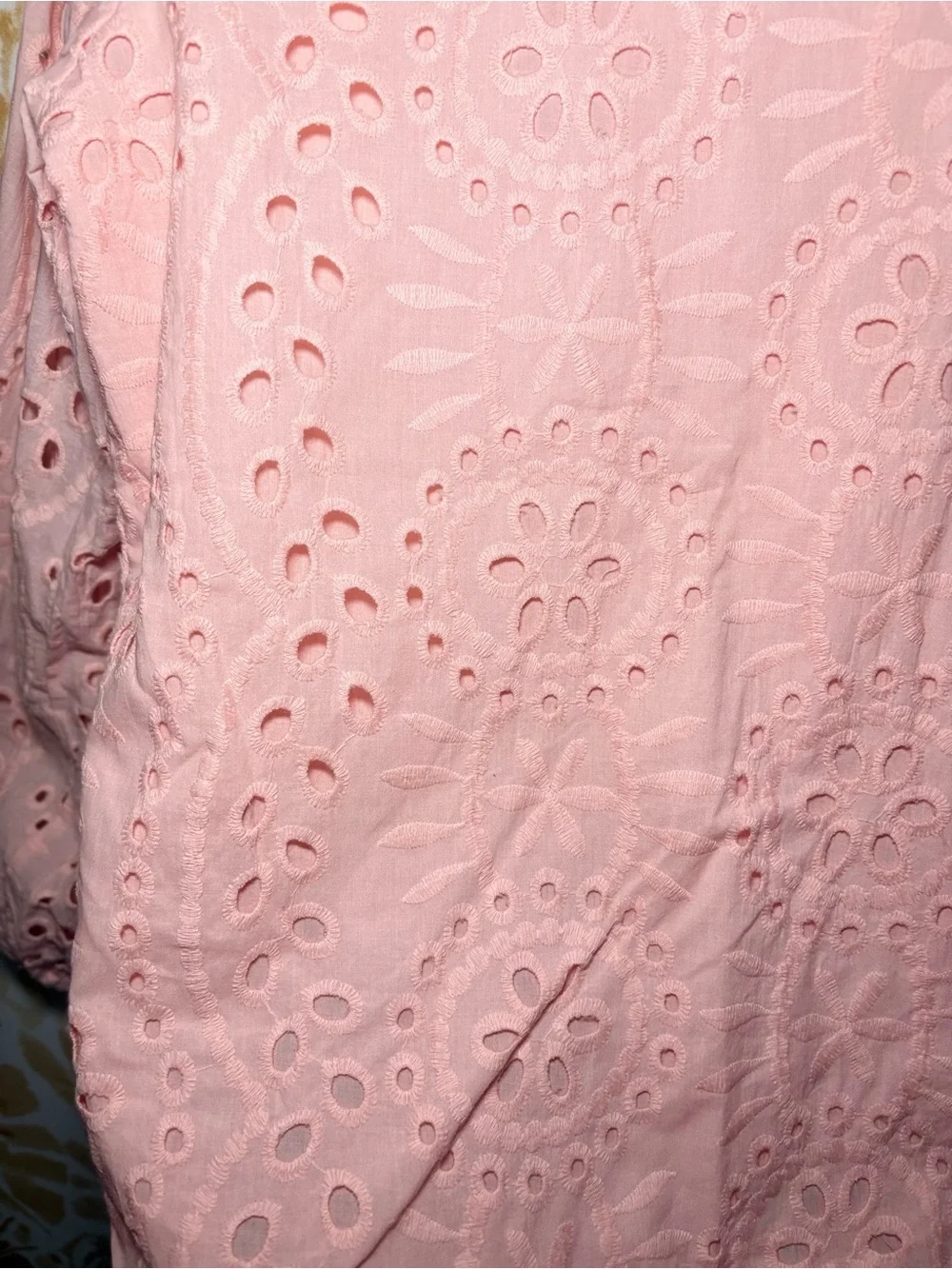 Peach Eyelet Embroidered Blouse | Romantic Puff Sleeve Top | Boho Cottagecore